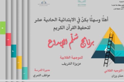 الزيارة التبادلية للمرحلة الابتدائية بعنوان سلم الإبداع نفذتها الابتدائية الحادية عشرة لتحفيظ القرآن الكريم