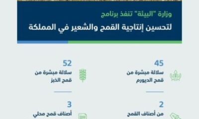 البيئة تنفذ برنامج لتحسين إنتاجية القمح والشعير وحصر (903) موارد وراثية من أشجار الفواكه