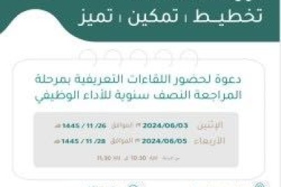 شعبة إدارة الأداء الوظيفي بتعليم مكة تطلق المرحلة الثانية لـ" مرحلة المراجعة النصف سنوية"