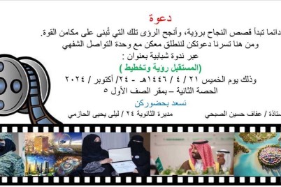 الثانوية الرابعة والعشرون بتعليم مكة تنفذ الدرس التطبيقي "المستقبل رؤية وتخطيط"